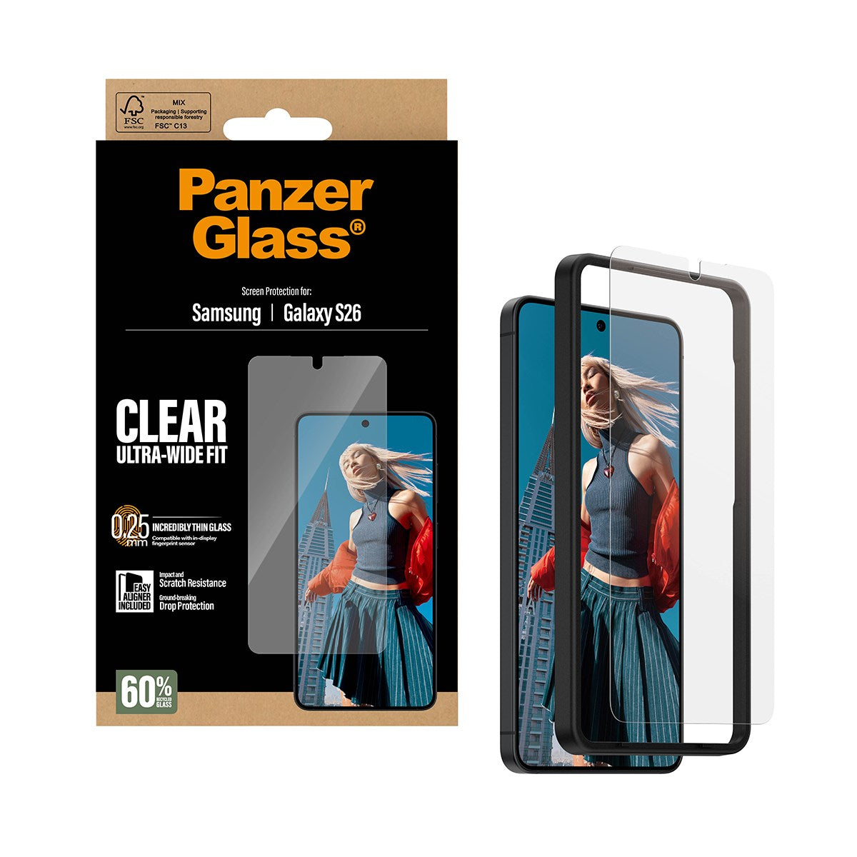 PanzerGlass® Skærmbeskyttelse Samsung Galaxy S26 | Ultra-Wide Fit m. EasyAligner